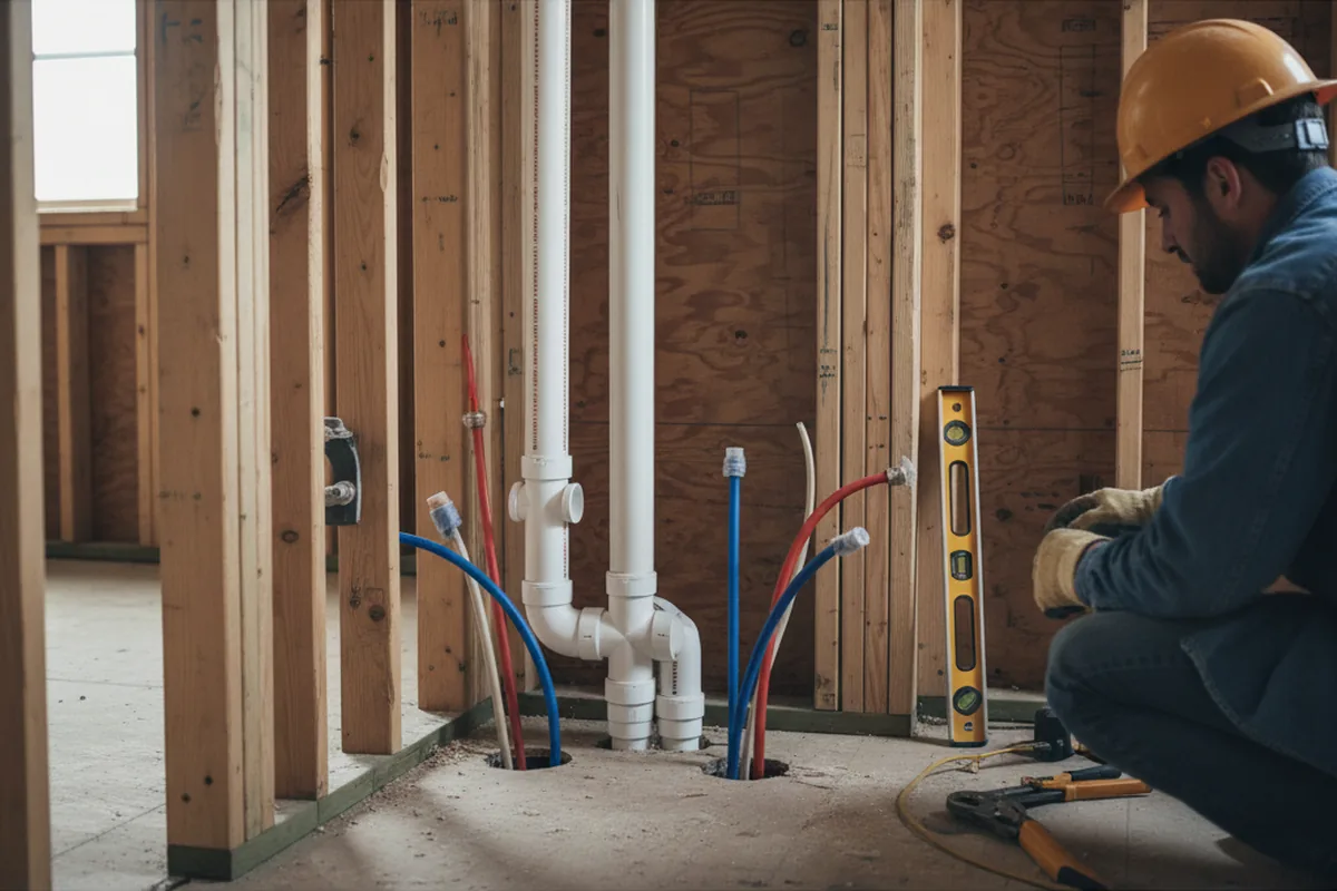 Drain and supply rough-in during Garbage Disposal Repair in New Haven